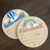 Hello World Rainbow / Its A Girl Announcement Plaque